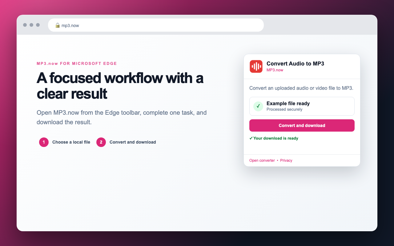 Convert Audio to MP3 result workflow